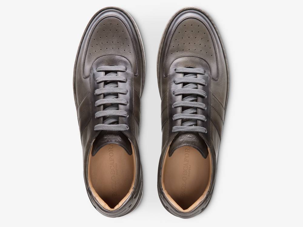 Paolo Sartori Art.Tenny2 Sneakers In Pelle Anticata Ardesia Nuovo