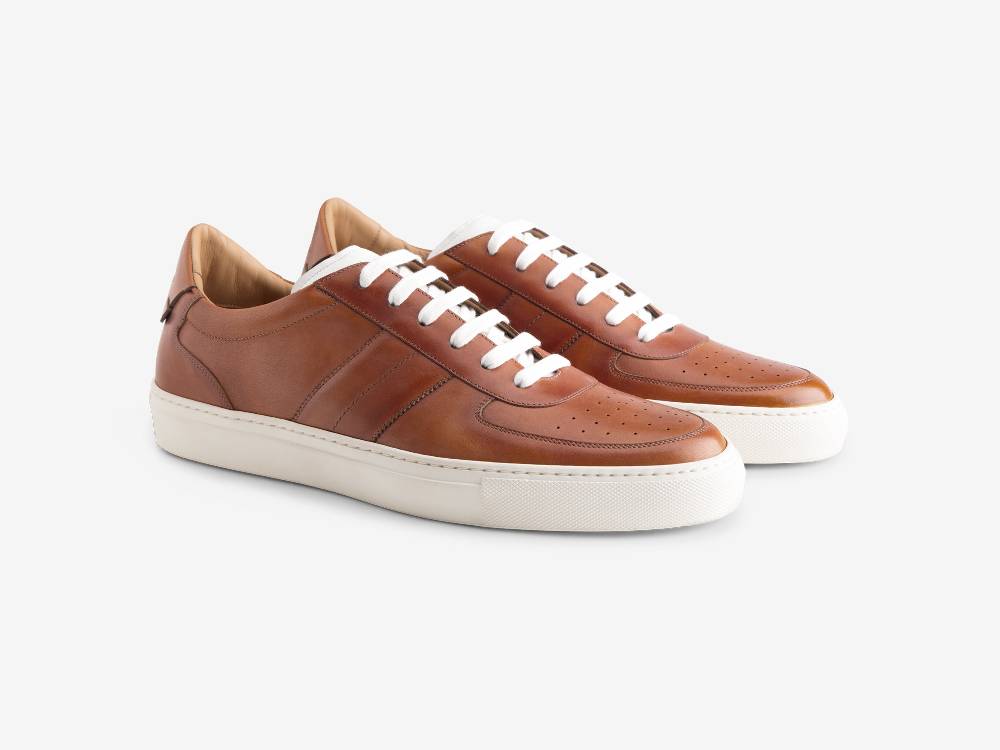Paolo Sartori Art.Tenny2 Sneakers In Pelle Anticata Cognac Qualità