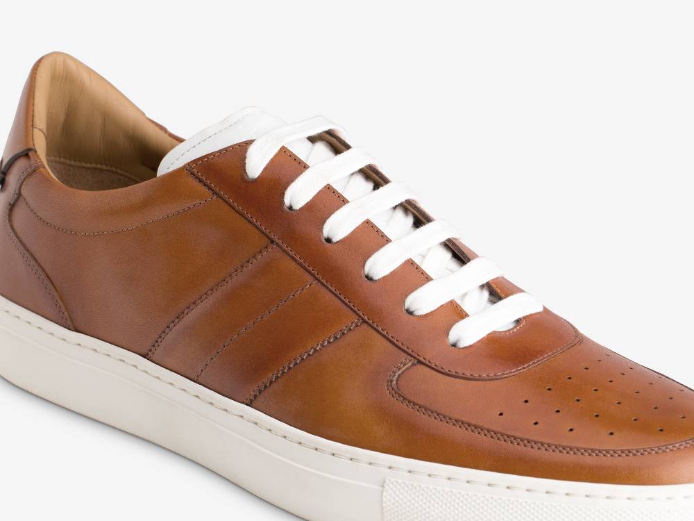 Paolo Sartori Art.Tenny2 Sneakers In Pelle Anticata Cognac Qualità