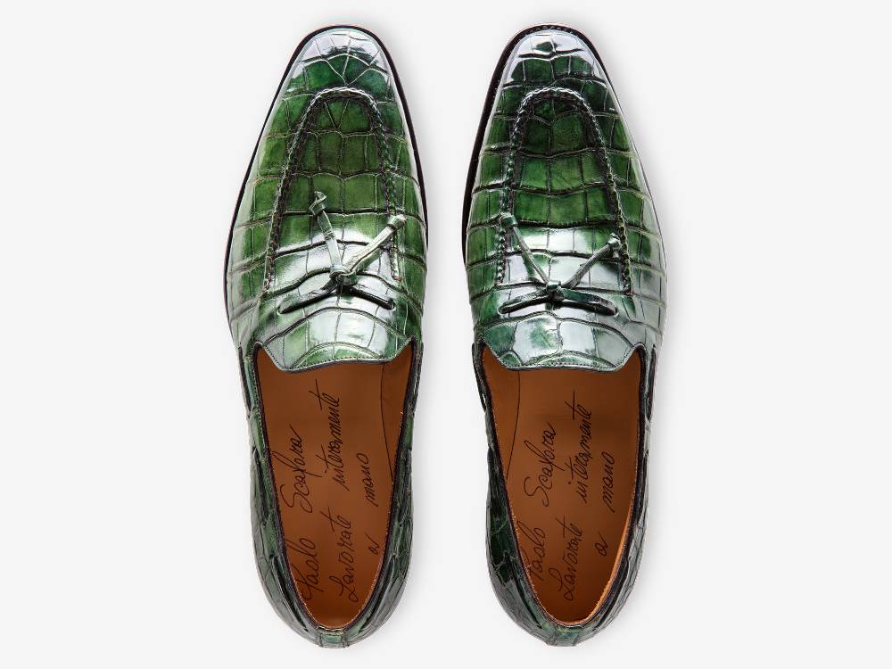 Paolo Sartori Art. 541 Mocassino in pelle Anticata Verde Smeraldo Vendita