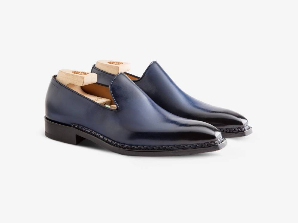 Paolo Sartori Art. 727 Loafer in Antiqued Cobalto Leather Spedizione Gratuita