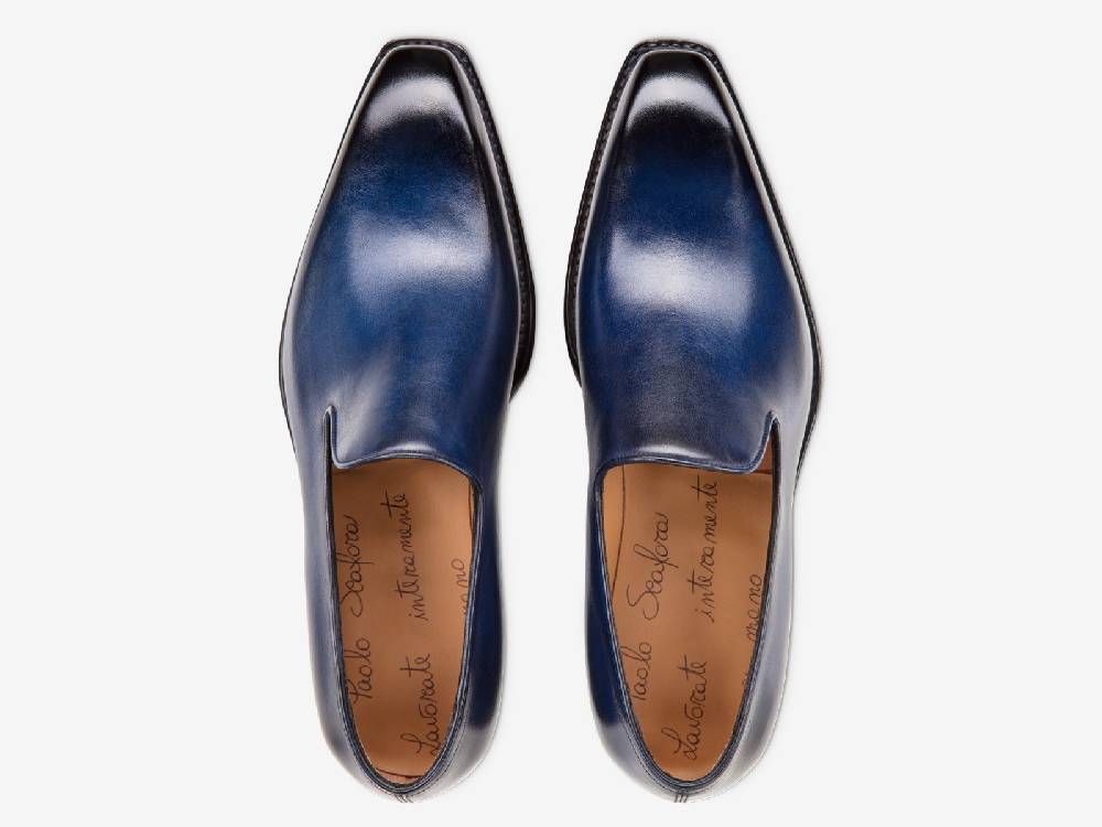 Paolo Sartori Art. 727 Loafer in Antiqued Cobalto Leather Spedizione Gratuita