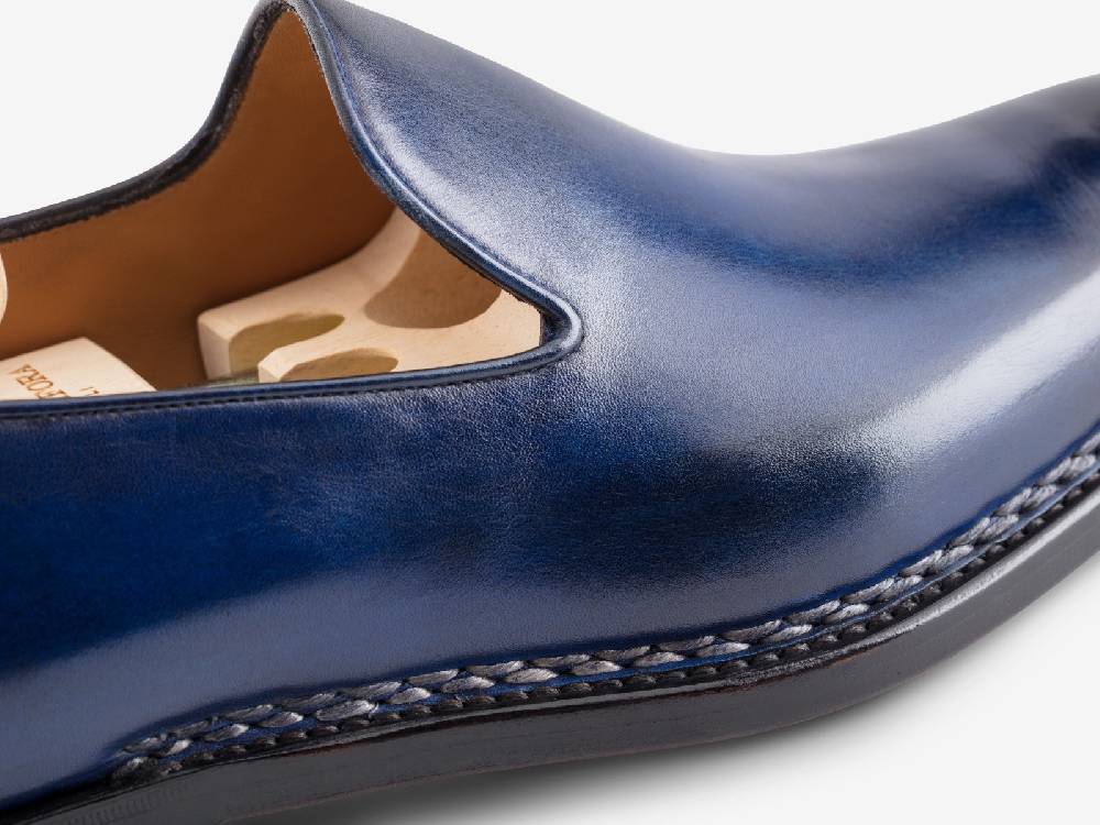 Paolo Sartori Art. 727 Loafer in Antiqued Cobalto Leather Spedizione Gratuita