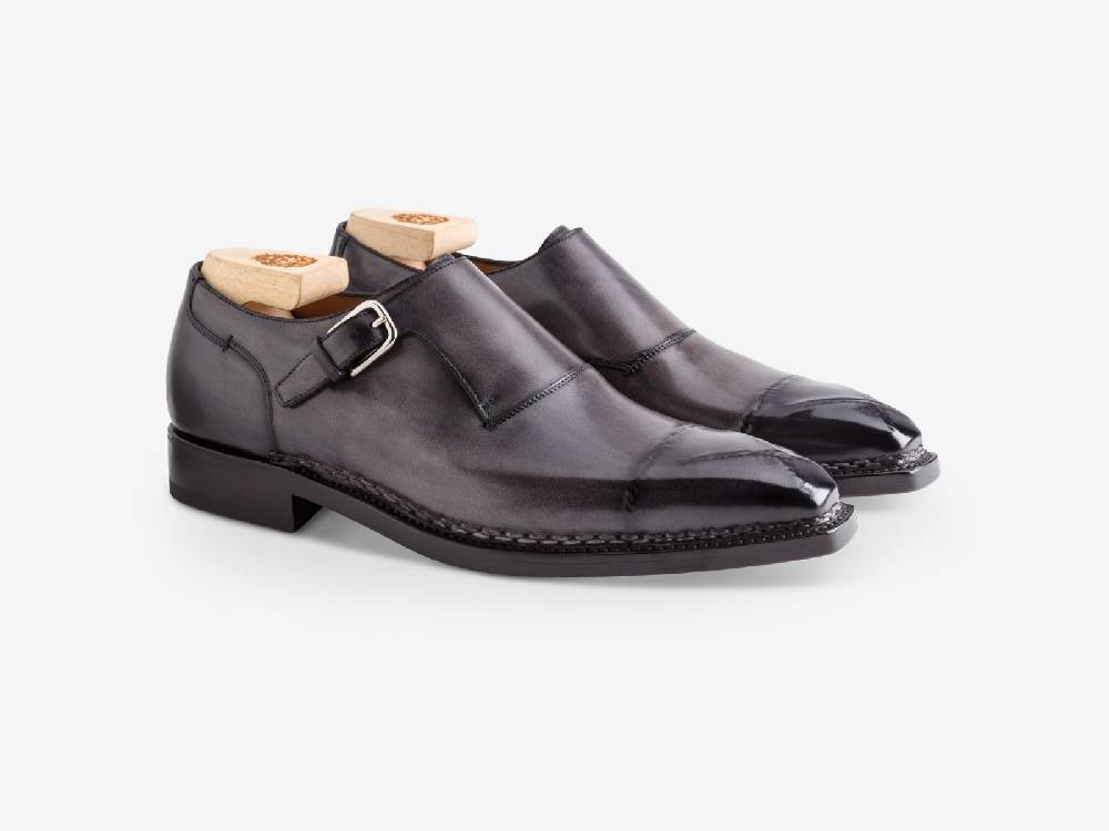 Paolo Sartori Art. 793 Monkstrap in Antiqued Grigio Leather Hotsell