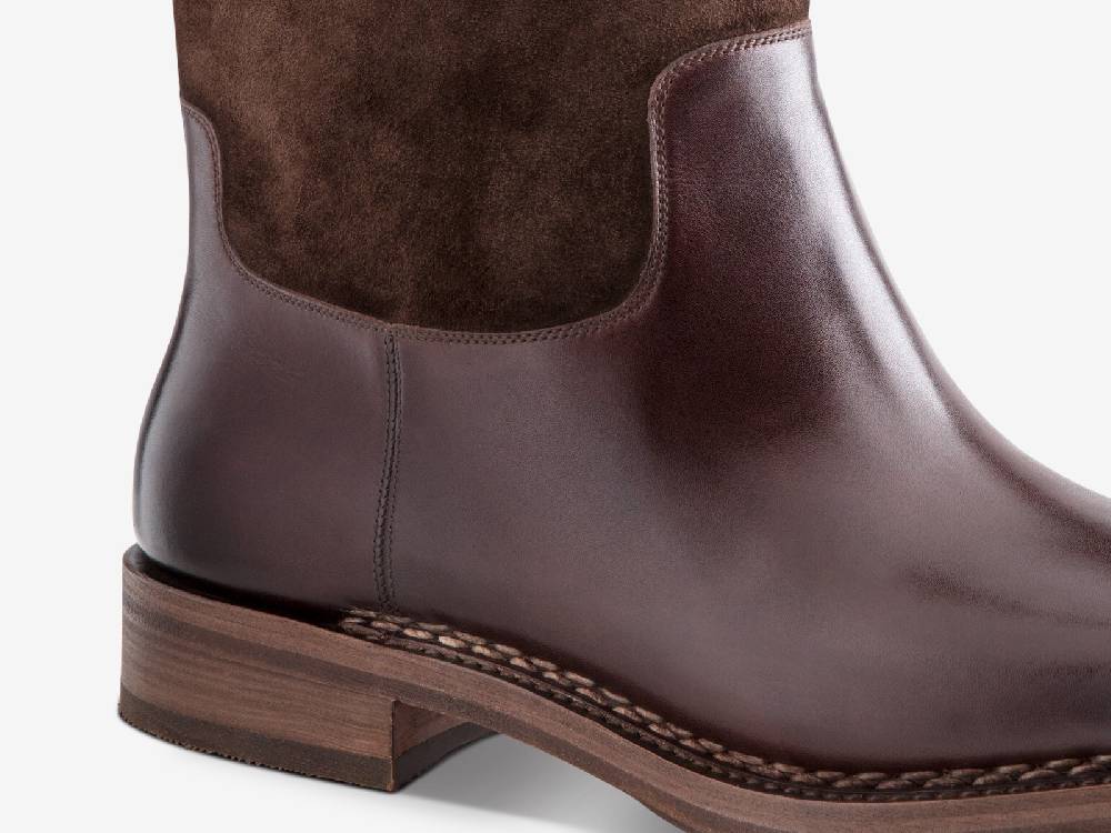 Paolo Sartori Art. 775 Boots in Suede and Antiqued Vietri Leather Saldi Di Fabbrica