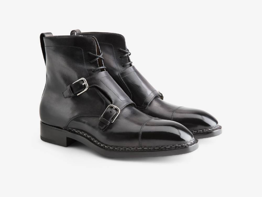 Paolo Sartori ART. 654 Stivaletto Doppia Fibbia in pelle Anticata Furore Vendite Flash