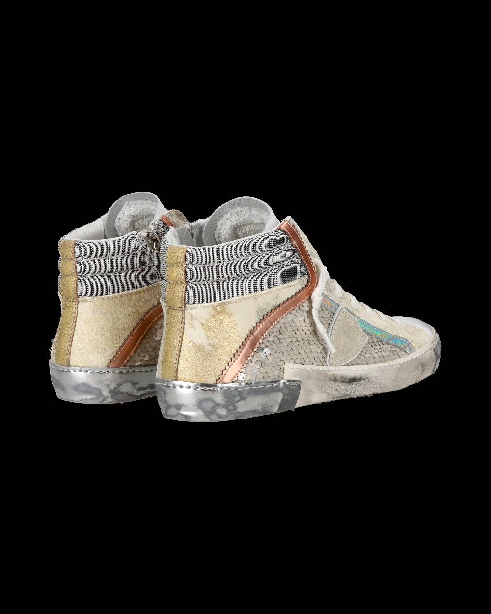 Philippe Model Sneaker casual Prsx da donna in pelle con inserti in paillettes - Bianco Hotsell