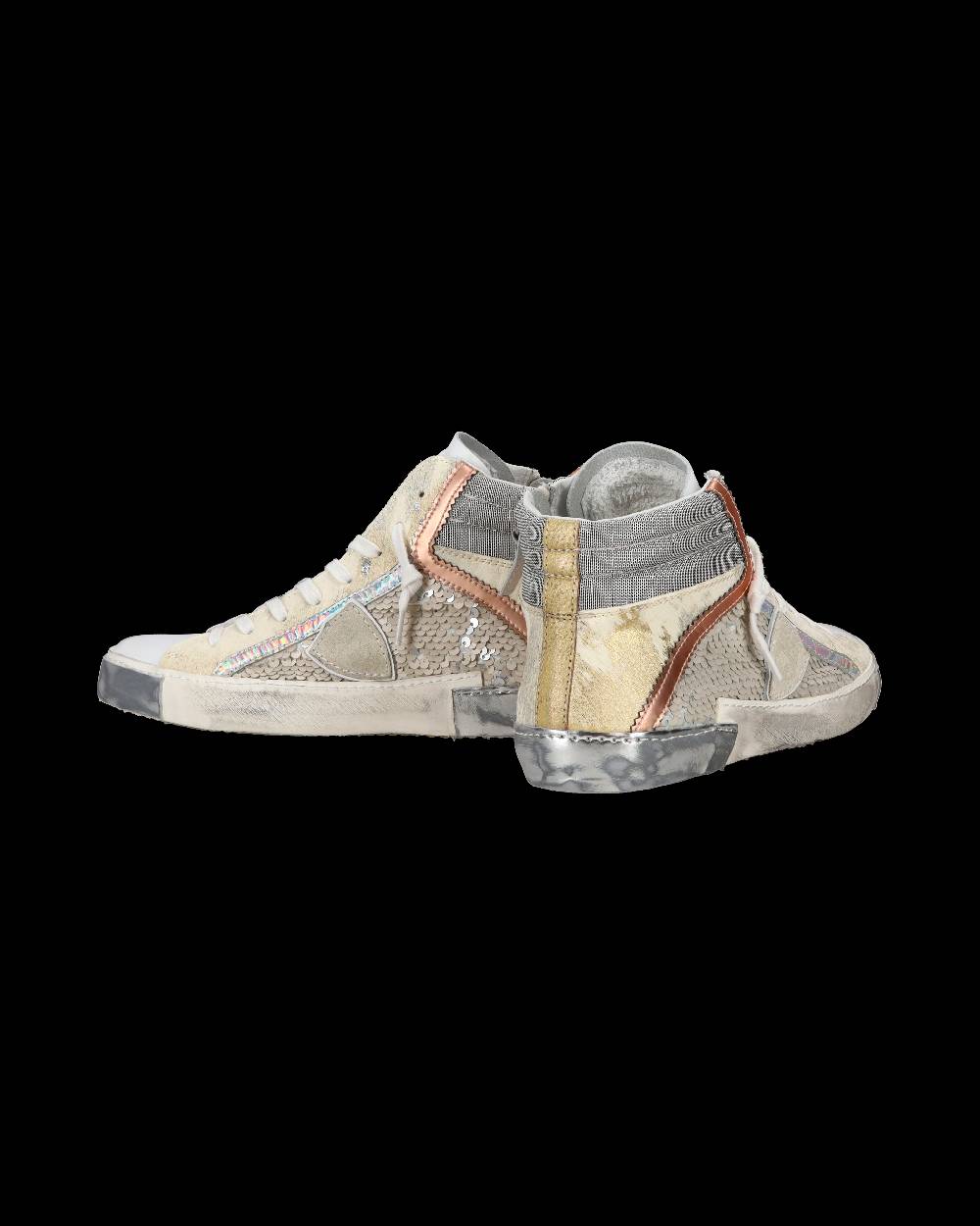 Philippe Model Sneaker casual Prsx da donna in pelle con inserti in paillettes - Bianco Hotsell