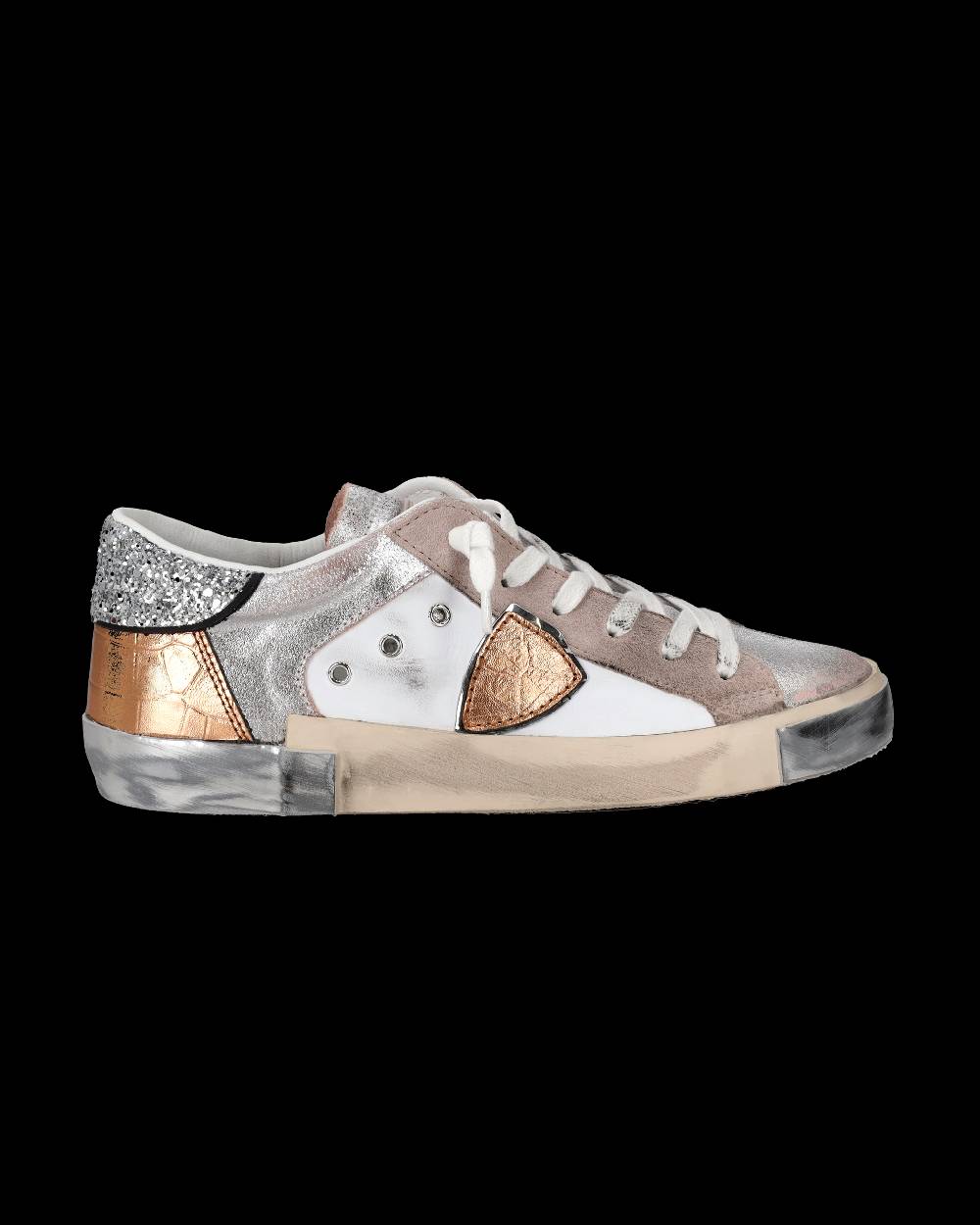 Philippe Model Sneaker basse Paris donna - glitter rosa e bianco Pezzi Unici
