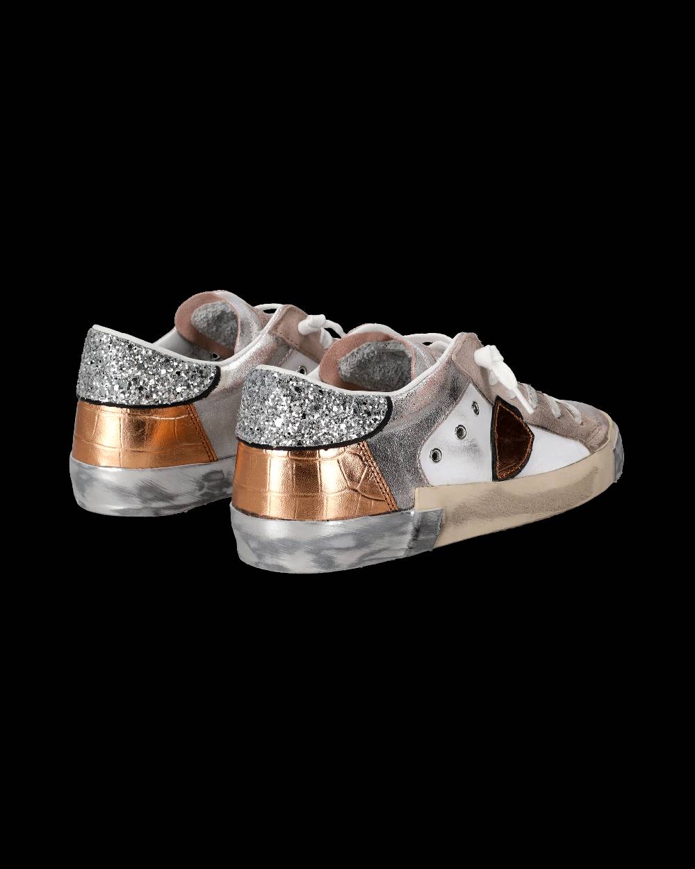 Philippe Model Sneaker basse Paris donna - glitter rosa e bianco Pezzi Unici