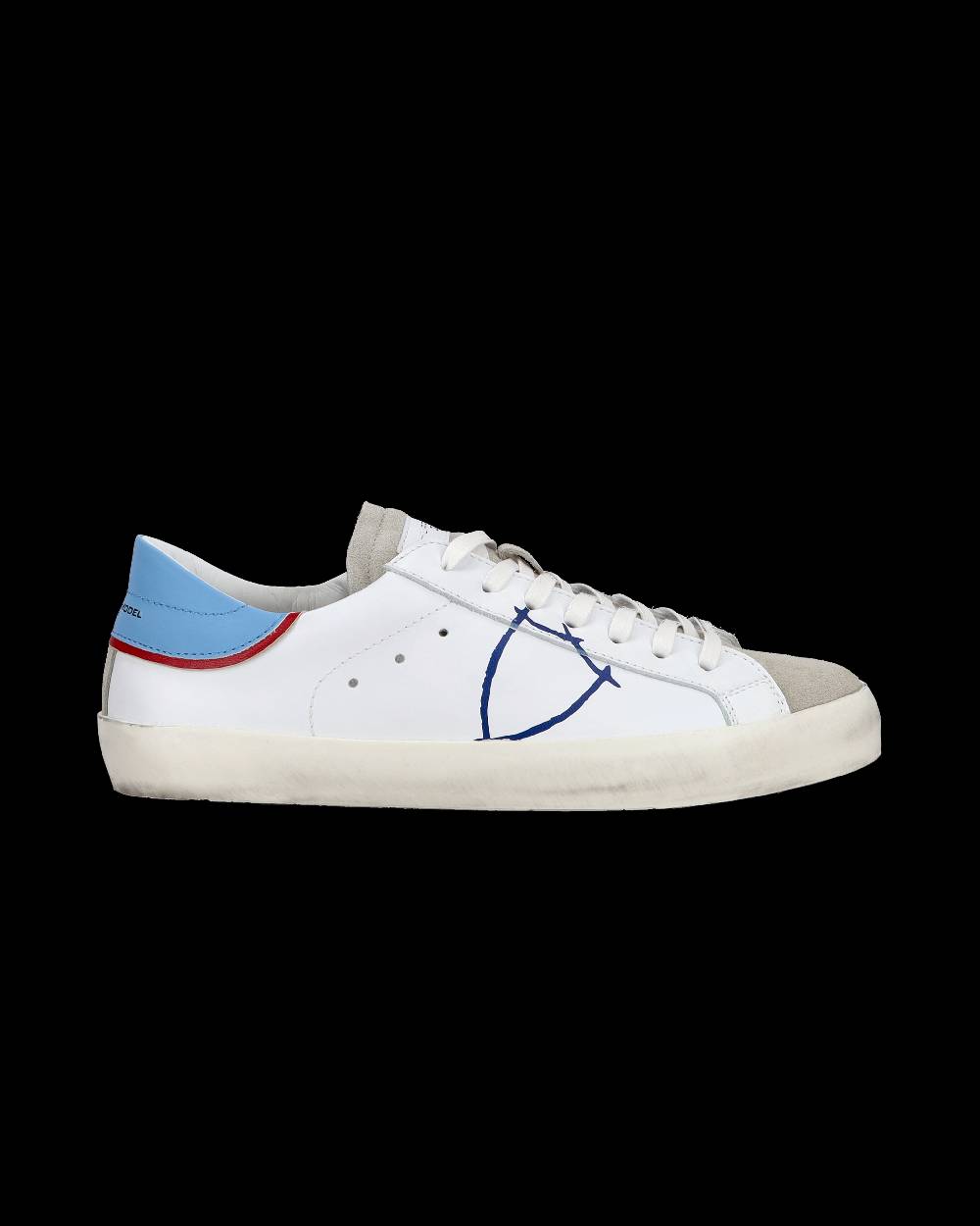 Philippe Model Sneakers basse Paris da Ragazzo in pelle, Bianco Azzurro Shopping Online