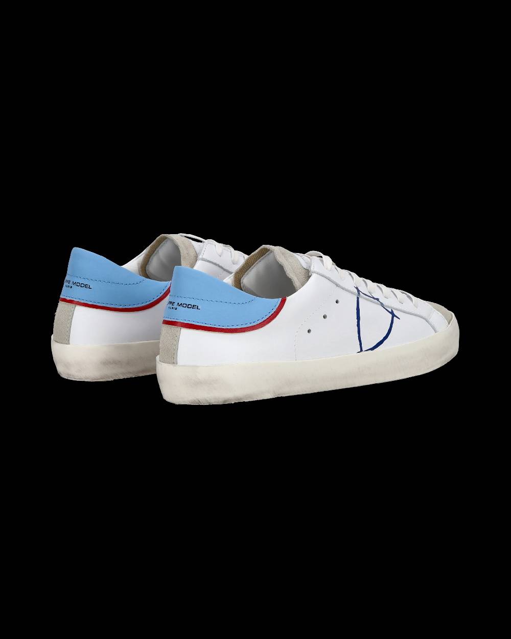 Philippe Model Sneakers basse Paris da Ragazzo in pelle, Bianco Azzurro Shopping Online