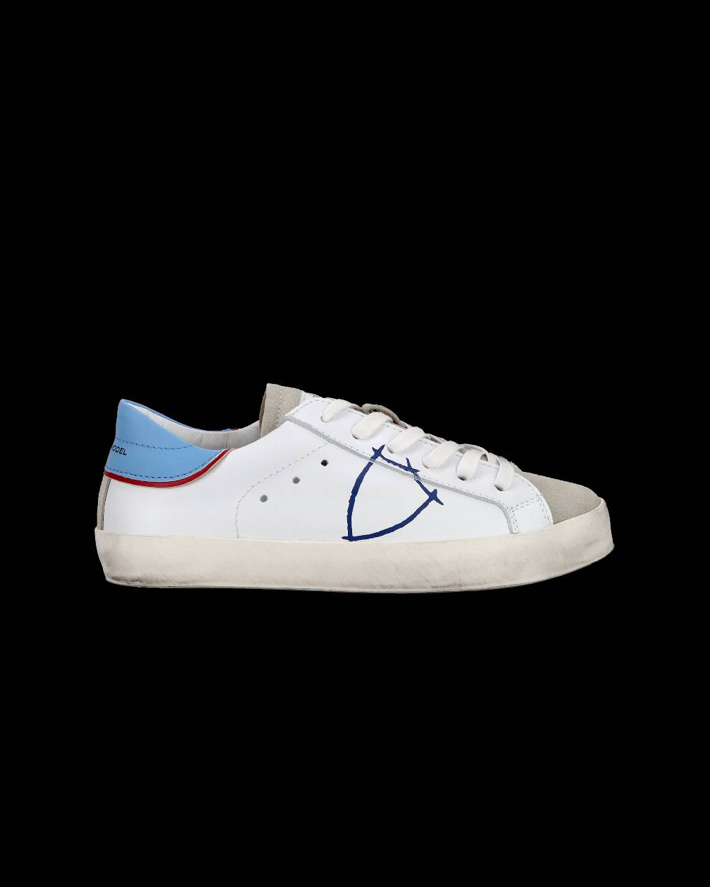 Philippe Model Sneakers basse Paris da Bambino in pelle, Bianco Azzurro Affare Del Giorno
