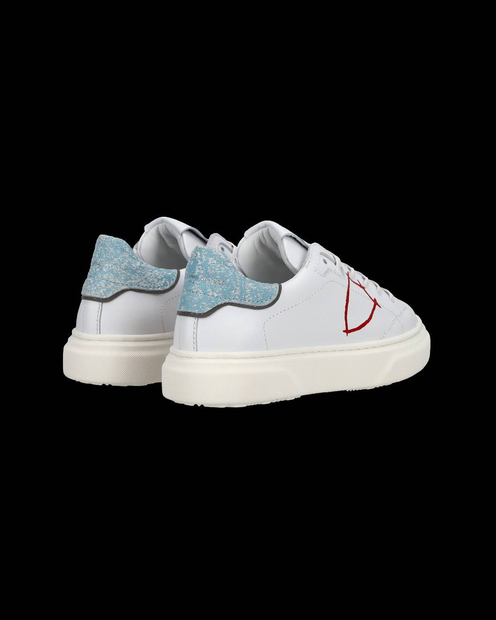 Philippe Model Sneakers Temple basse da Bambino in pelle, Bianco Azzurro Prezzo Ridotto