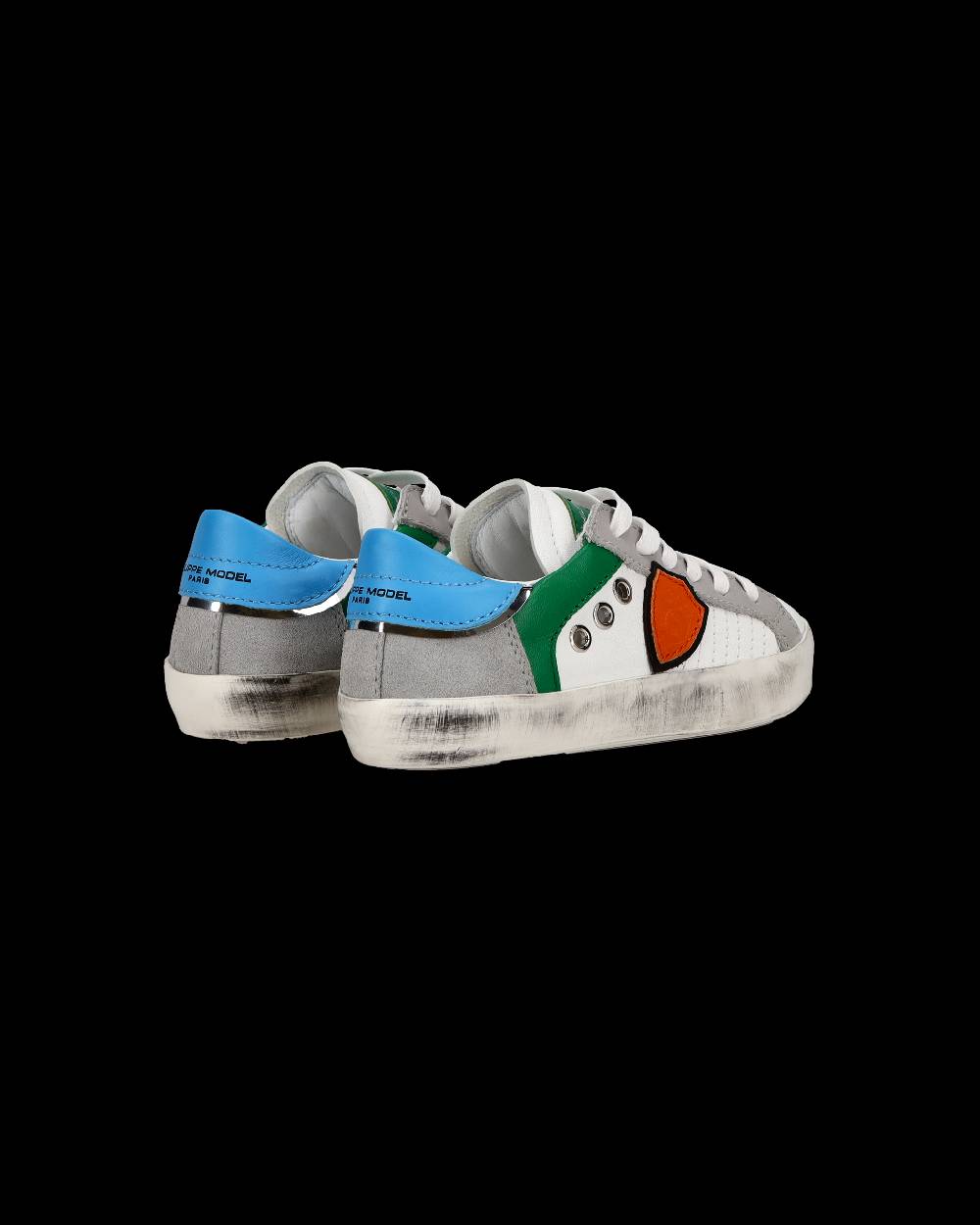 Philippe Model Sneakers basse Paris da Bambino in pelle, Bianco Verde Convenienza