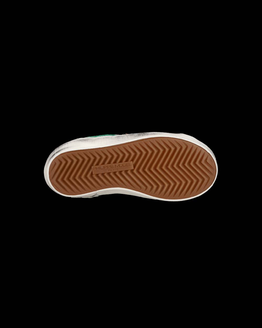 Philippe Model Sneakers basse Paris da Bambino in pelle, Bianco Verde Convenienza