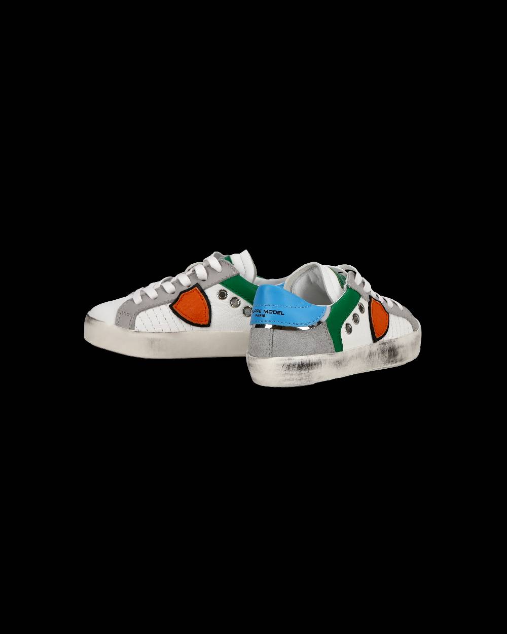 Philippe Model Sneakers basse Paris da Bambino in pelle, Bianco Verde Convenienza