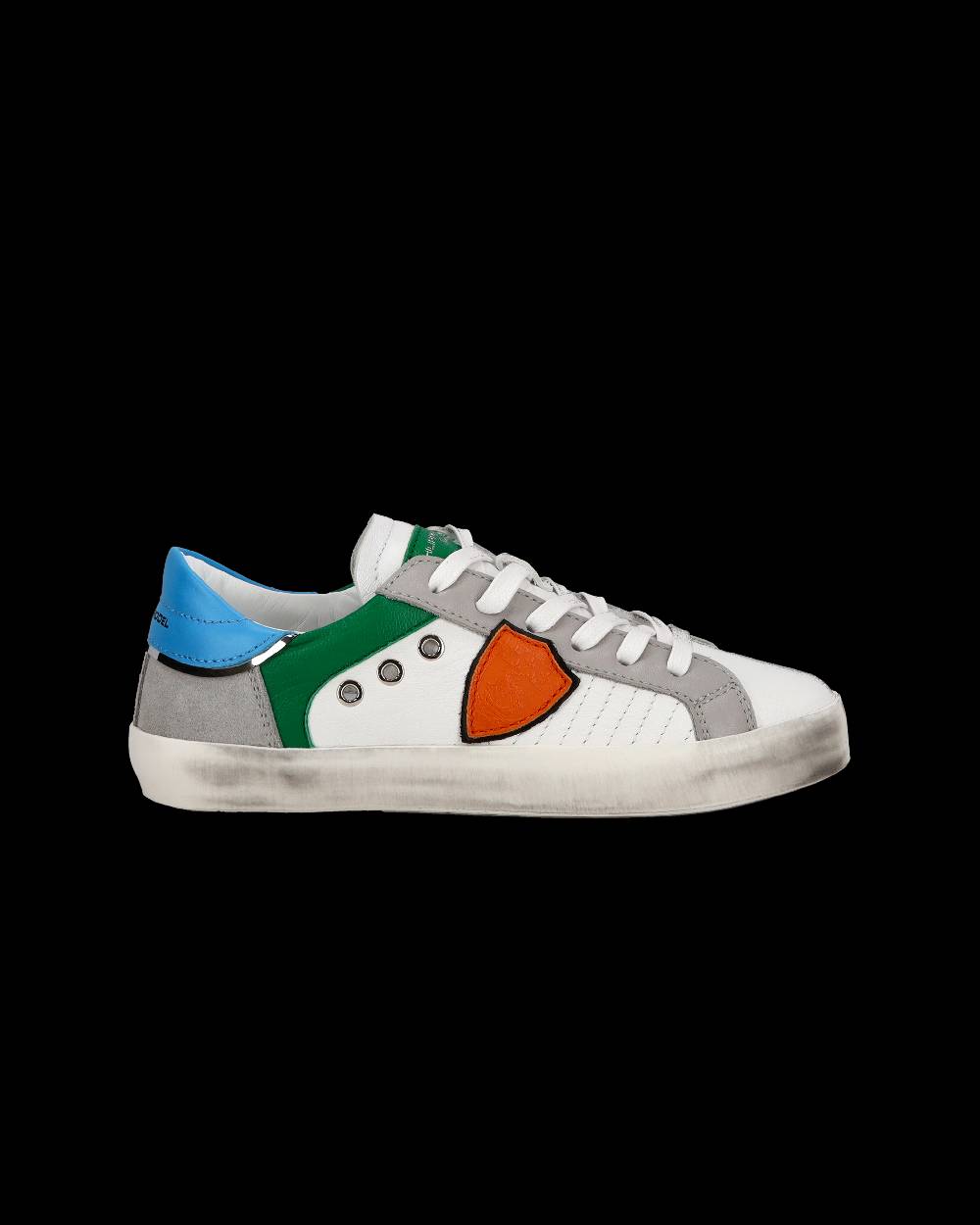 Philippe Model Sneakers Paris basse da Ragazzo in pelle, Bianco Verde Novità