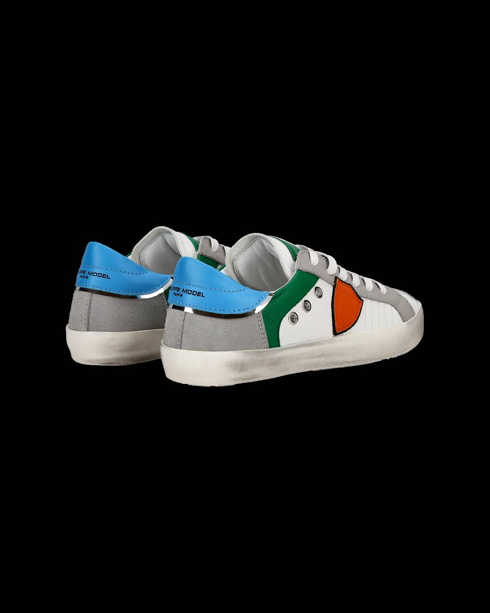 Philippe Model Sneakers Paris basse da Ragazzo in pelle, Bianco Verde Novità