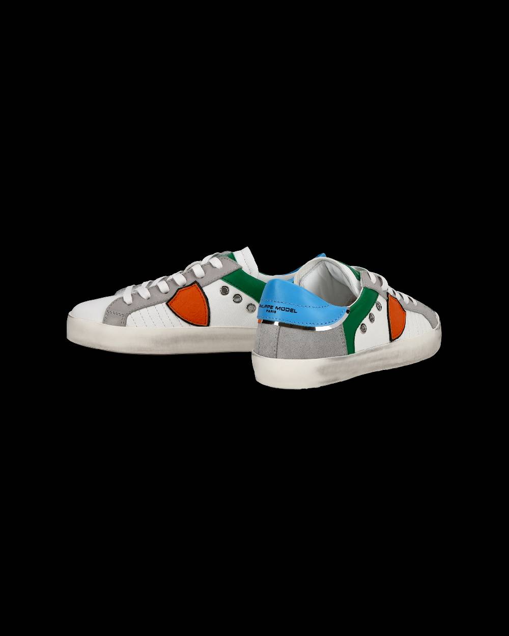 Philippe Model Sneakers Paris basse da Ragazzo in pelle, Bianco Verde Novità