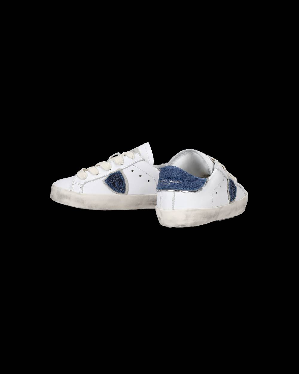 Philippe Model Sneakers da Bambini Prsx basse Bianche e Blu in Pelle Sconto