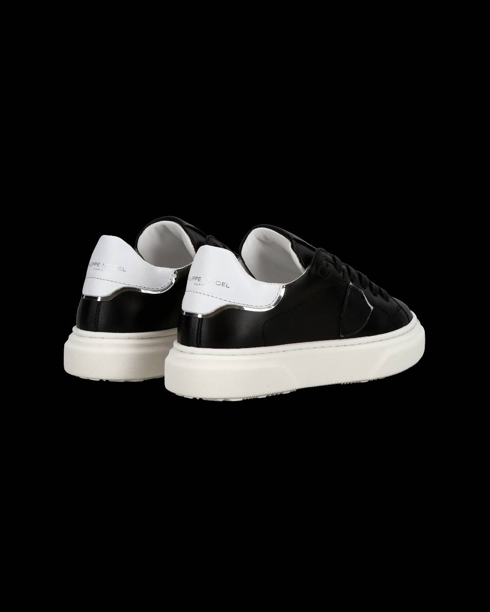 Philippe Model Junior Temple Low-Top Sneakers in Leather, Black White Outlet