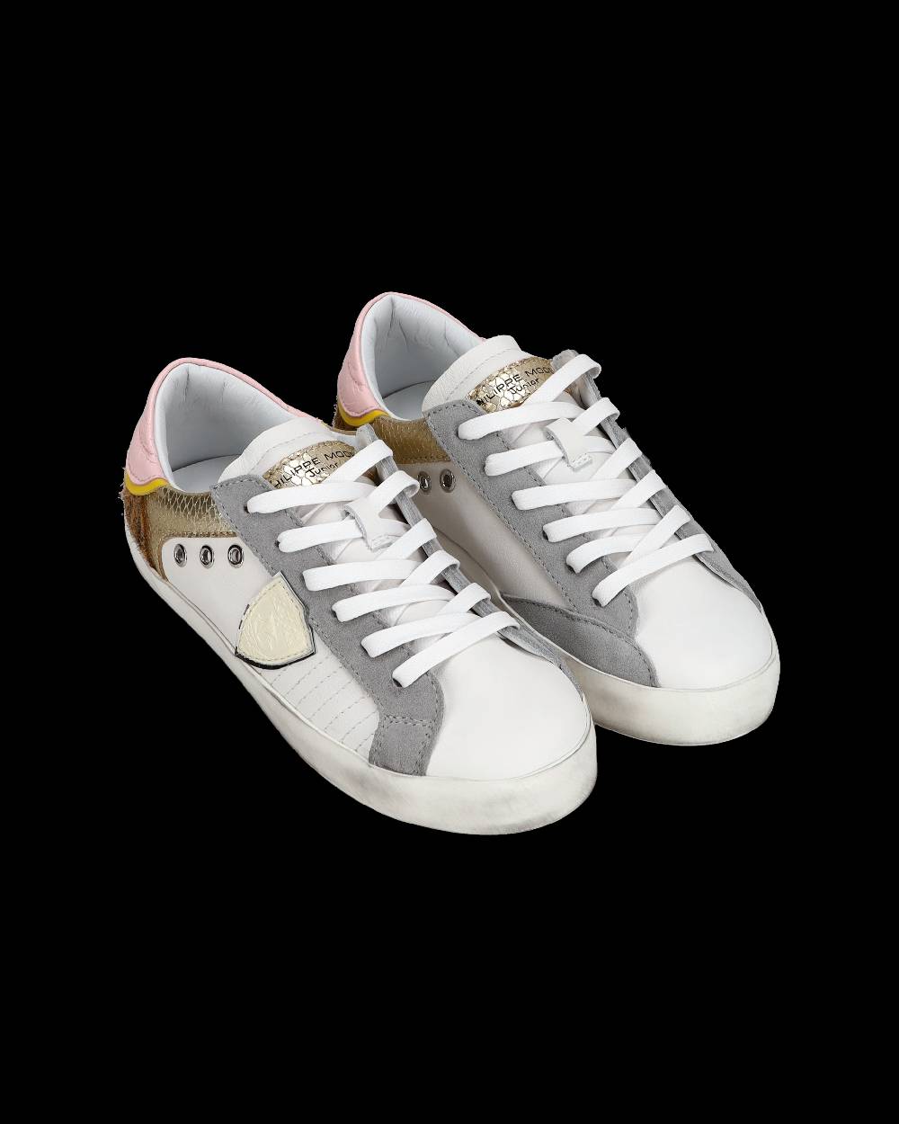 Philippe Model Sneakers basse Paris da Bambino in pelle, Bianco Cognac