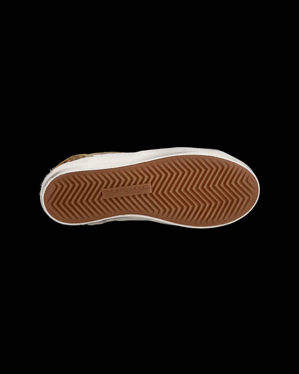 Philippe Model Sneakers basse Paris da Bambino in pelle, Bianco Cognac Saldi