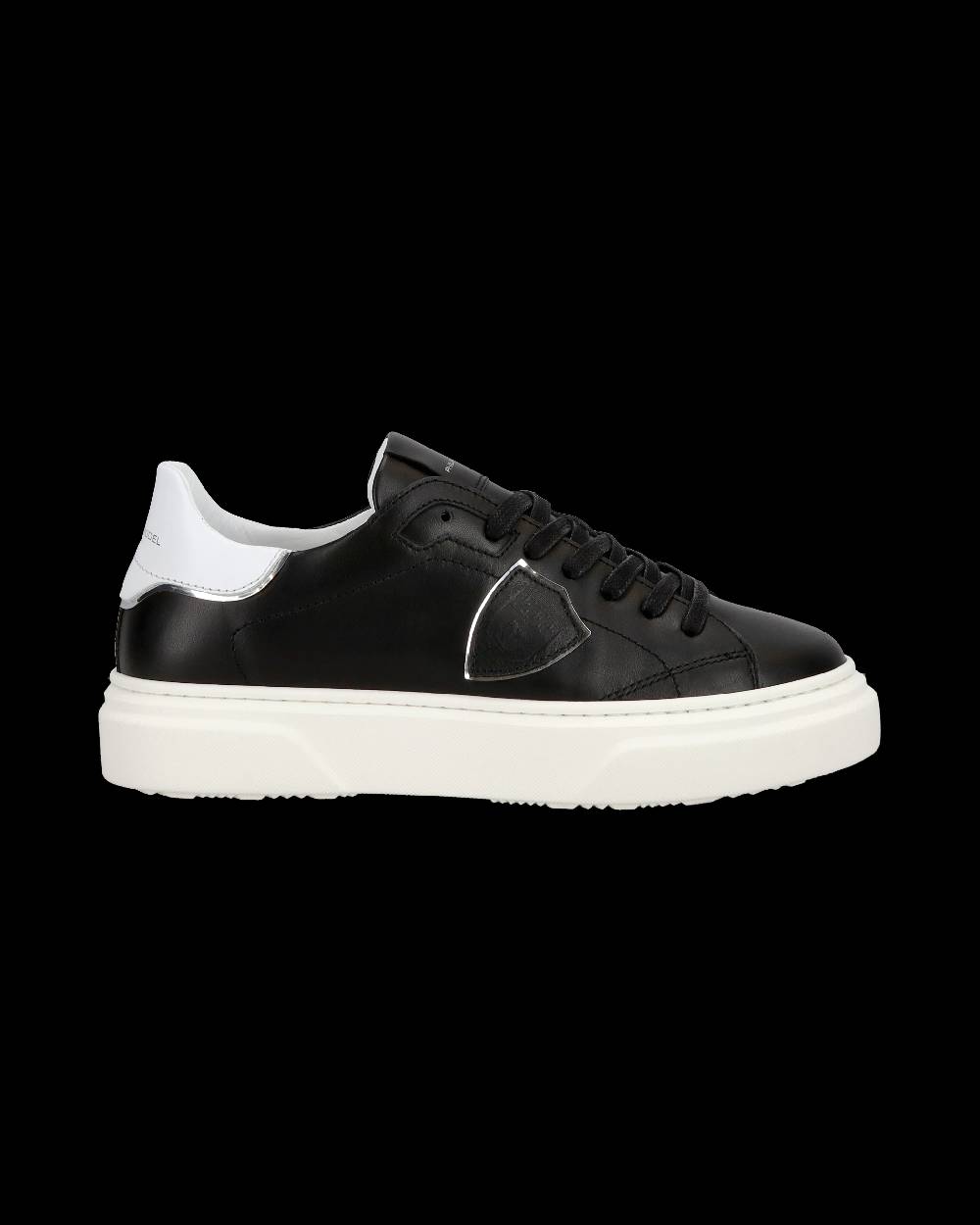 Philippe Model Junior Temple Low-Top Sneakers in Leather, Black White Offerte