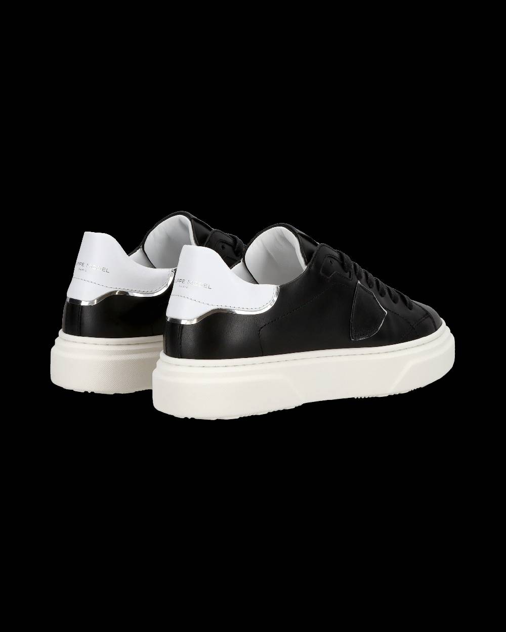 Philippe Model Junior Temple Low-Top Sneakers in Leather, Black White Offerte