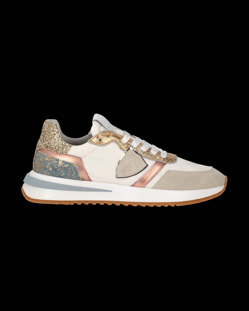 Philippe Model Sneaker Tropez 2.1 Donna, Bianco Oro e Azzurro Nuova