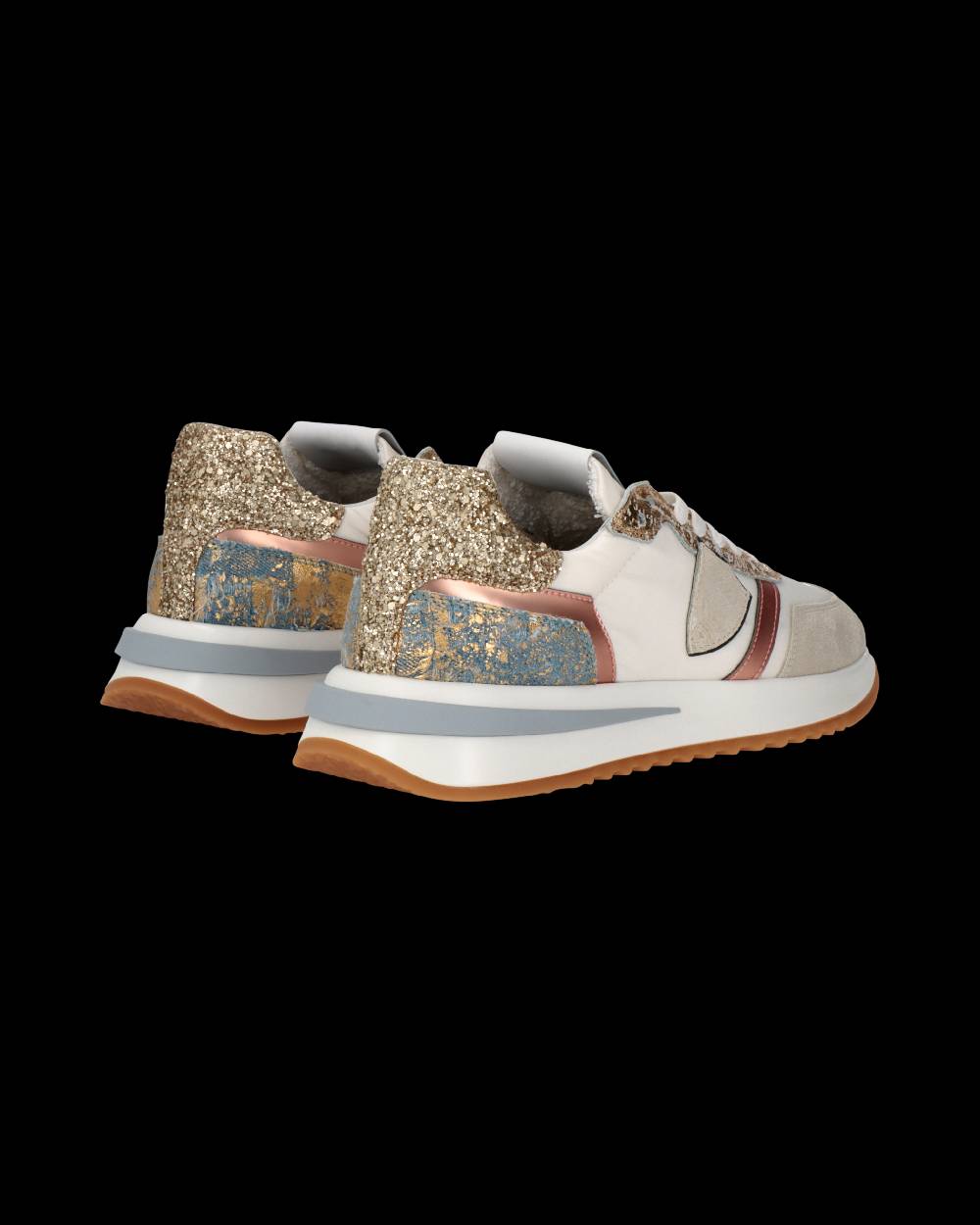 Philippe Model Sneaker Tropez 2.1 Donna, Bianco Oro e Azzurro Nuova