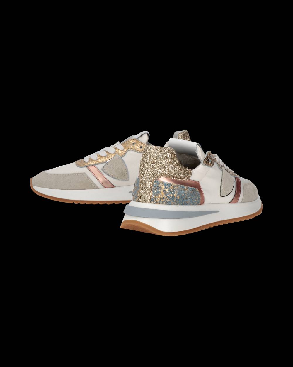Philippe Model Sneaker Tropez 2.1 Donna, Bianco Oro e Azzurro Nuova