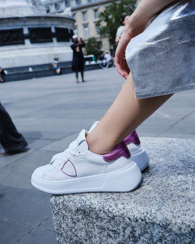 Philippe Model Sneaker basse Tres Temple donna - bianco e fucsia Vendita