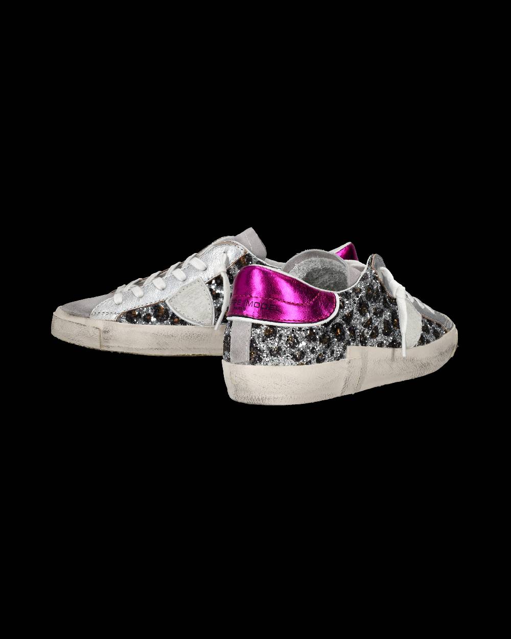Philippe Model Sneaker bassa PRSX donna - argento, animalier e fucsia Presa