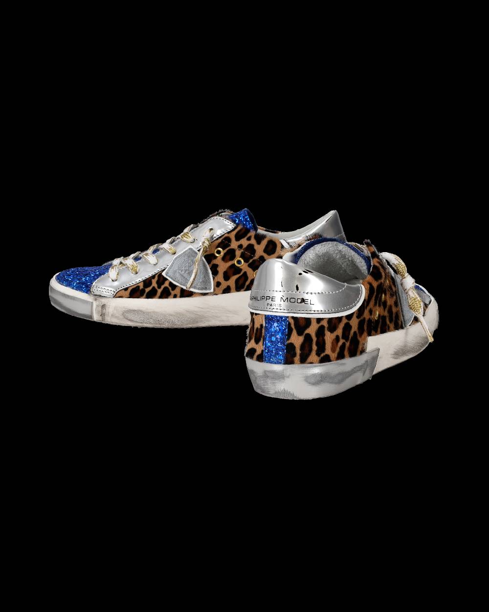 Philippe Model Sneaker basse Paris donna - glitter blu e argento Ultimi tre giorni