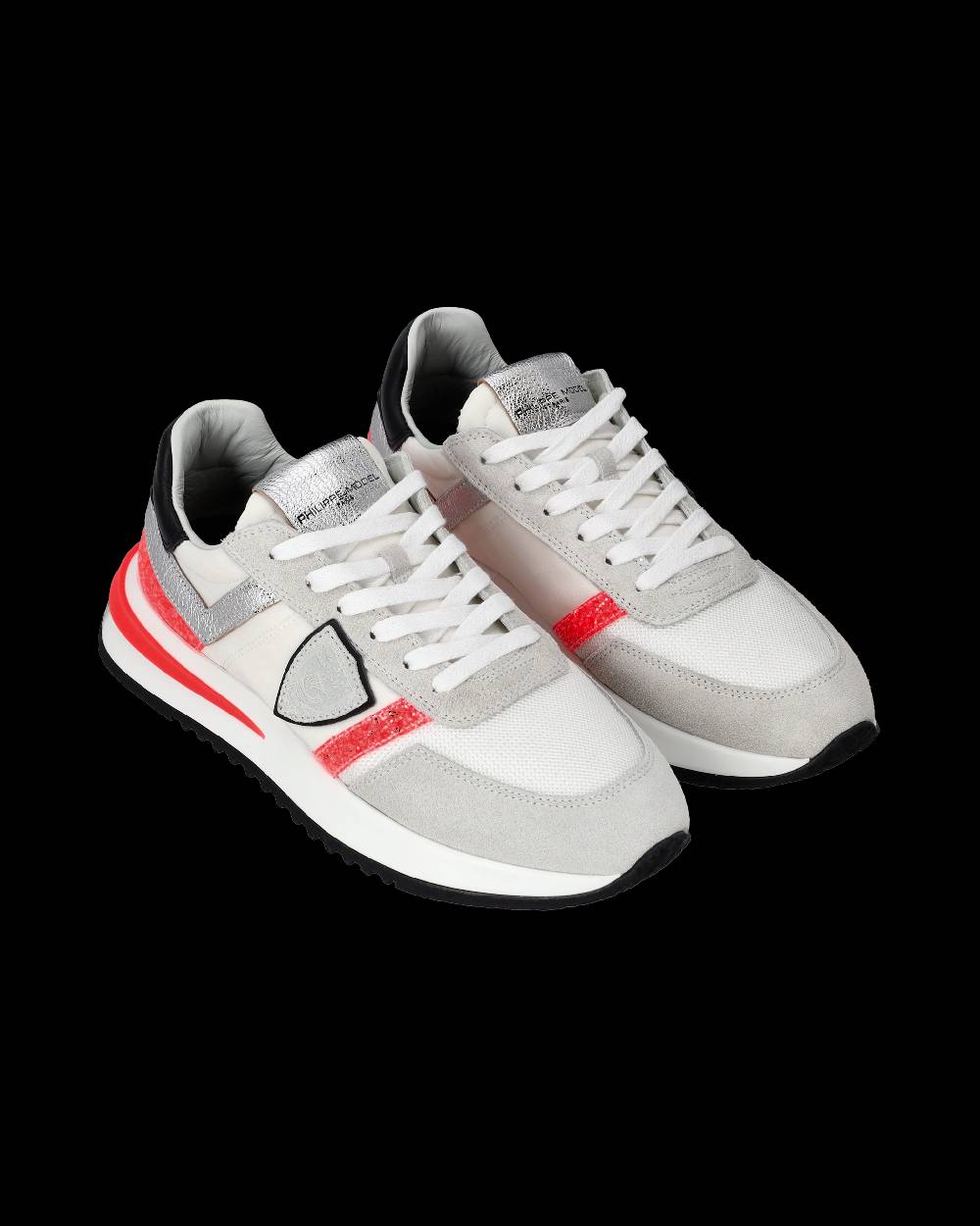 Philippe Model Sneakers Tropez 2.1 Donna Bianche e Arancioni in Pelle Scamosciata
