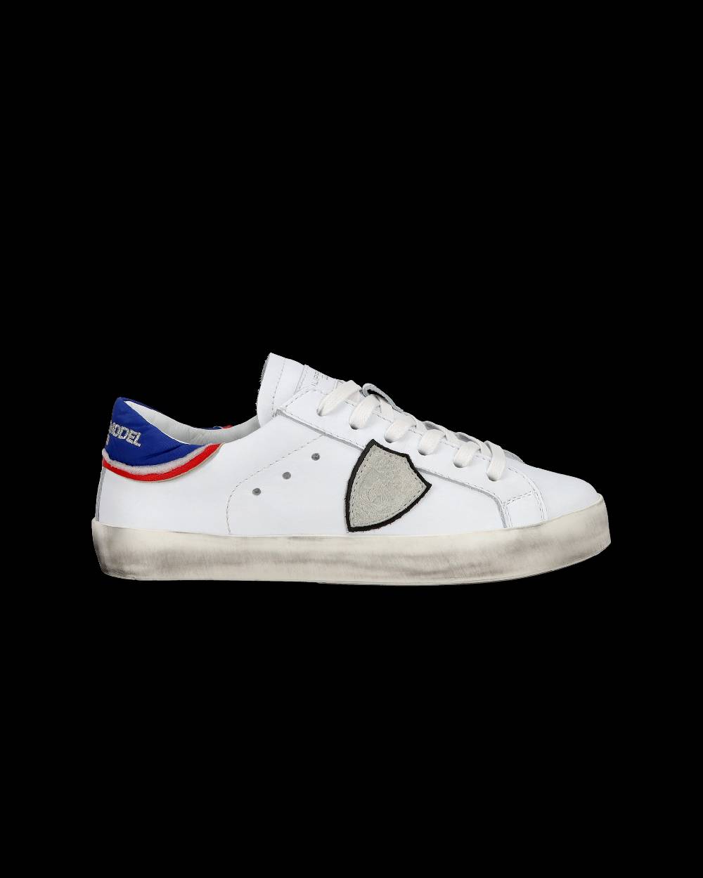 Philippe Model Junior Paris Low-Top Sneakers in Leather, White Blue Qualità