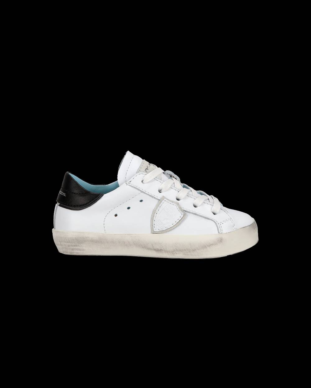 Philippe Model Baby Paris Low-Top Sneakers in Leather, White Black Spedizione Gratuita