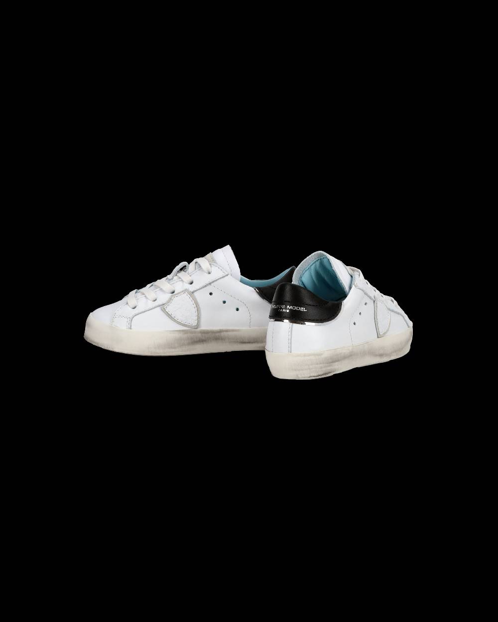 Philippe Model Baby Paris Low-Top Sneakers in Leather, White Black Spedizione Gratuita