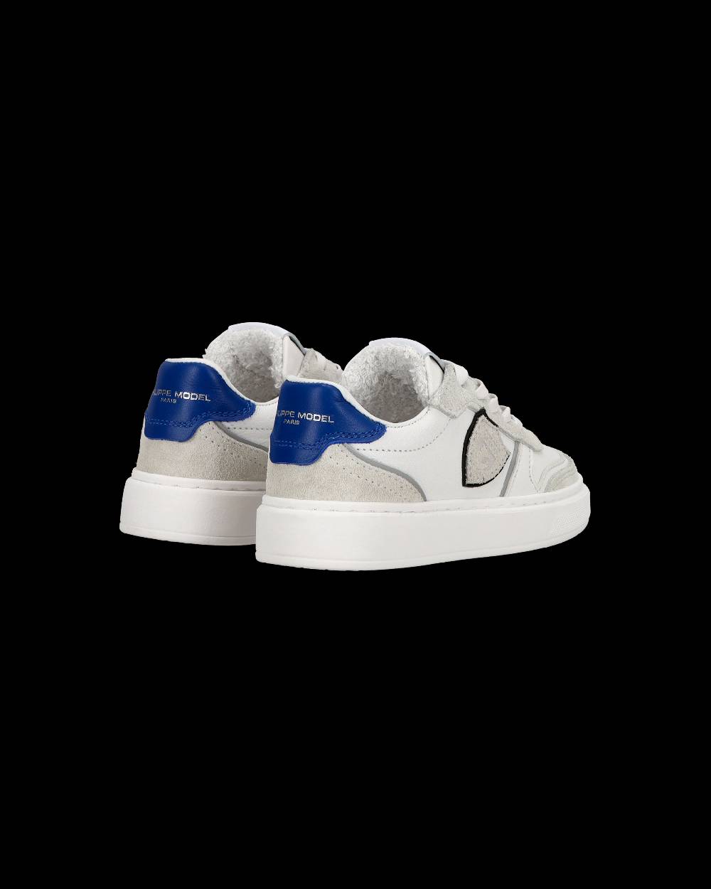 Philippe Model Baby Nice Low-Top Sneakers in Leather, White Blue Qualità Garantita