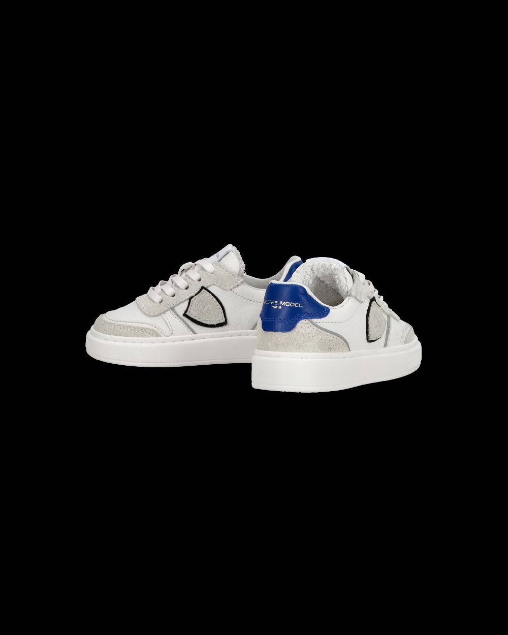 Philippe Model Baby Nice Low-Top Sneakers in Leather, White Blue Qualità Garantita