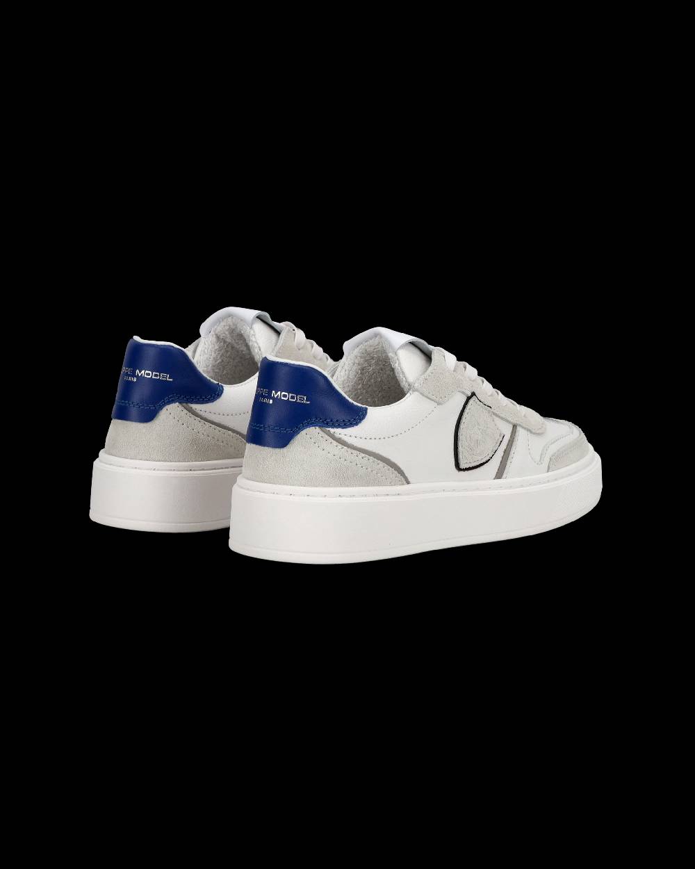 Philippe Model Junior Nice Low-Top Sneakers in Leather, White Blue Negozi Online