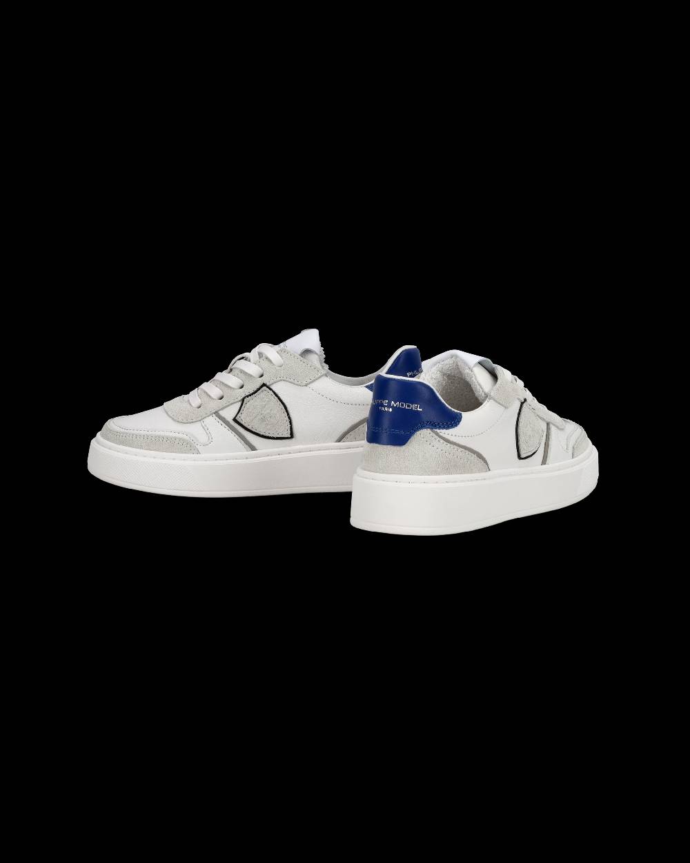 Philippe Model Junior Nice Low-Top Sneakers in Leather, White Blue Negozi Online