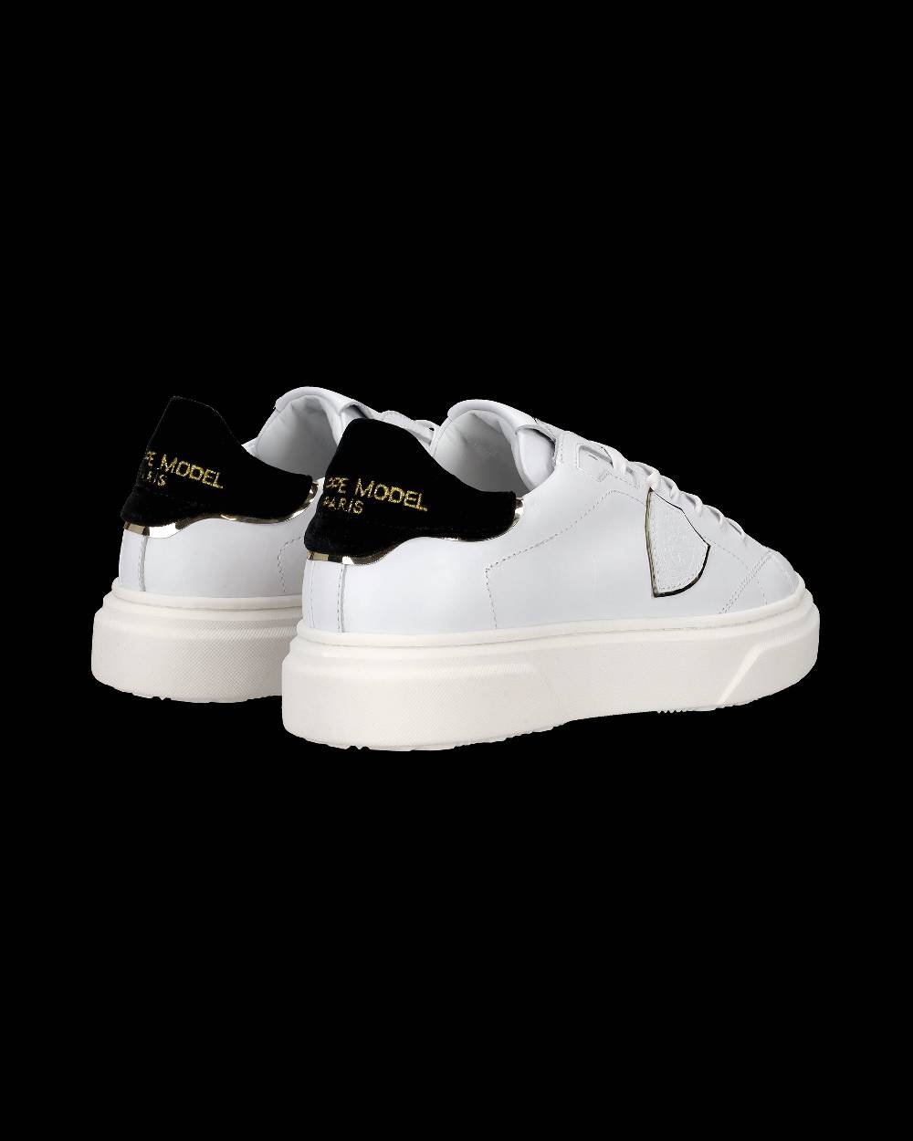 Philippe Model Sneakers Temple da Ragazzi Bianche e Nere in Pelle Affare Del Giorno