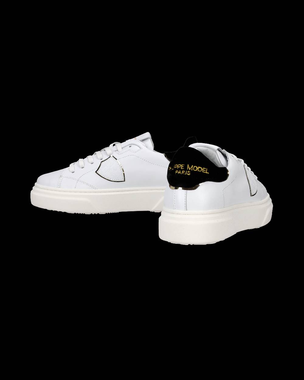 Philippe Model Sneakers Temple da Ragazzi Bianche e Nere in Pelle Affare Del Giorno