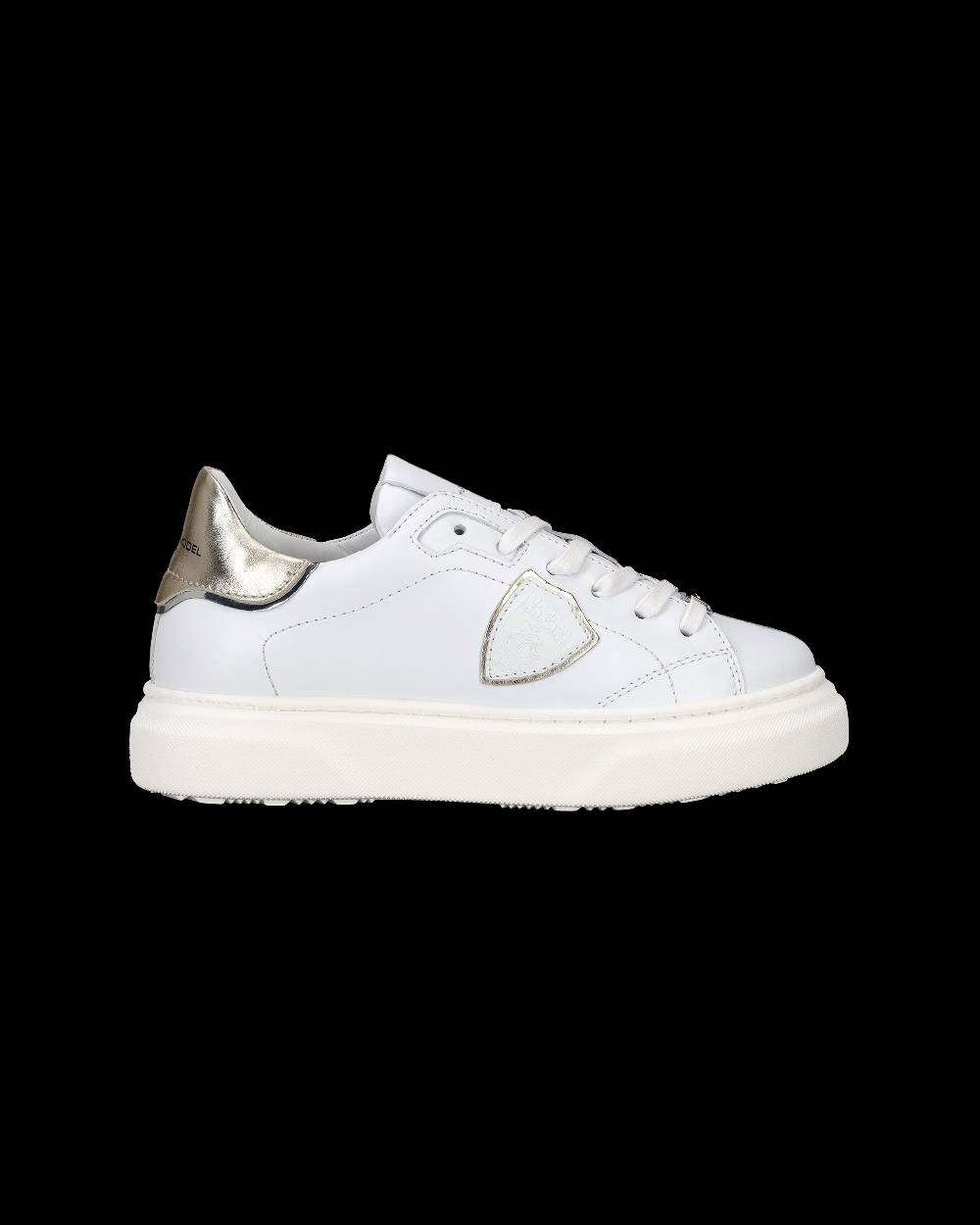 Philippe Model Sneakers Temple da Bambini Bianche e Oro in Pelle Sottocosto
