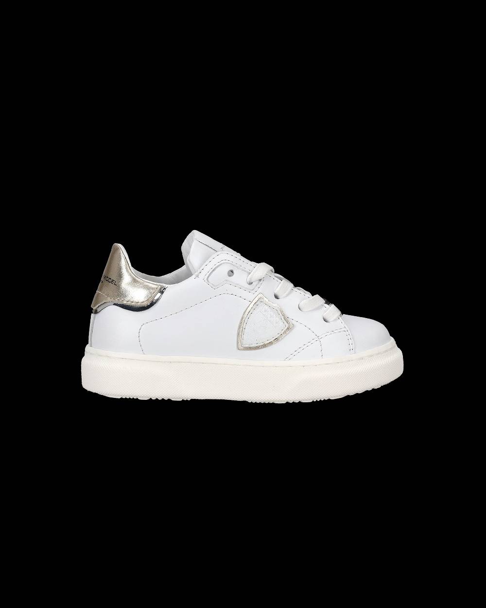 Philippe Model Sneakers Temple basse da Bambini Bianche e Oro in Pelle Convenienza