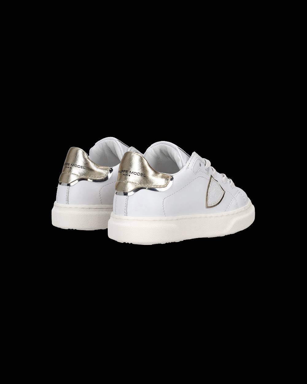 Philippe Model Sneakers Temple basse da Bambini Bianche e Oro in Pelle Convenienza