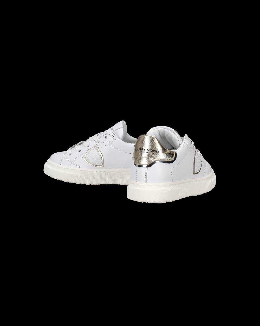 Philippe Model Sneakers Temple basse da Bambini Bianche e Oro in Pelle Convenienza